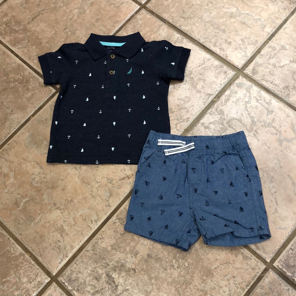 Nautica Baby Boys 6/9 M Collared Shirt and Shorts
